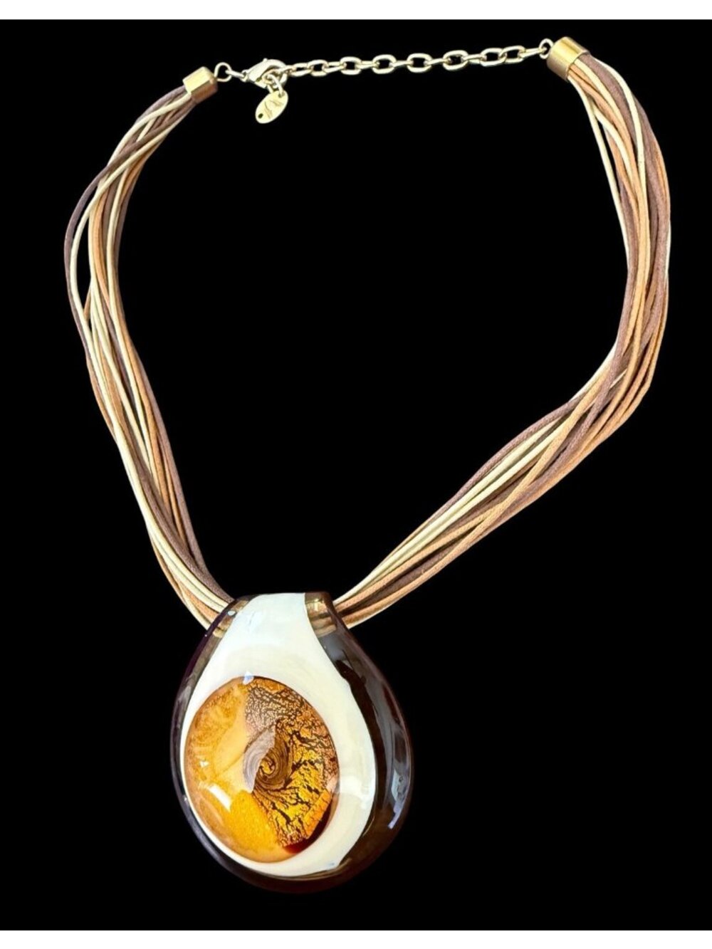 Signed Antica Murrina Venezia Murano Glass Multi strand Necklace Adjustable
